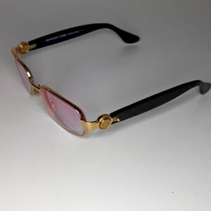 Vintage GianFranco Ferre GFF 422 Engraved Gold Black Rimmed Glasses Frames Only